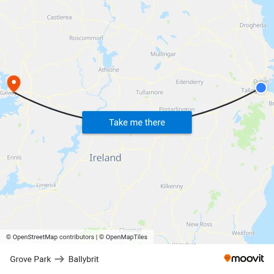 Grove Park to Ballybrit map