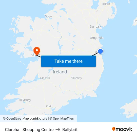 Clarehall Shopping Centre to Ballybrit map