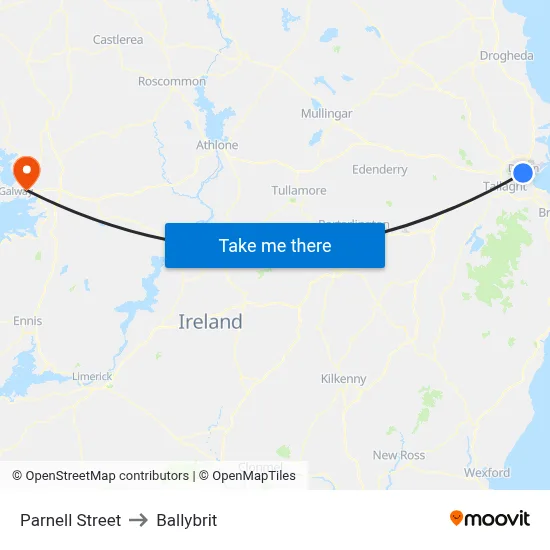 Parnell Street to Ballybrit map