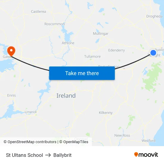 St Ultans School to Ballybrit map