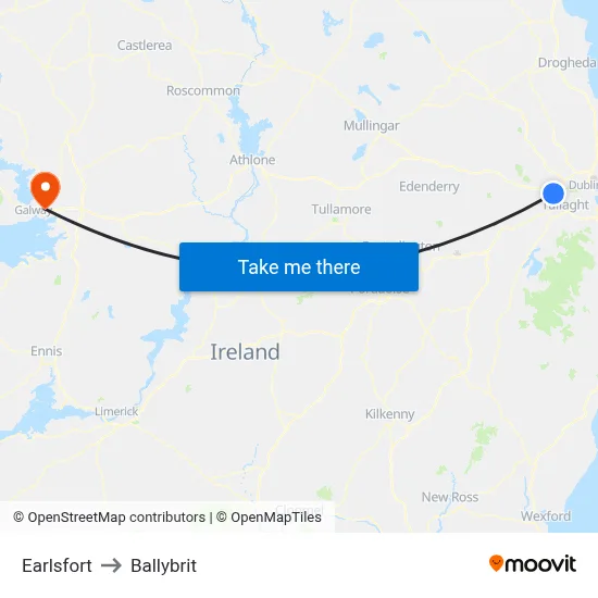 Earlsfort to Ballybrit map
