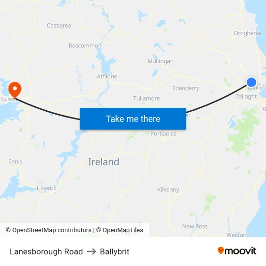 Lanesborough Road to Ballybrit map