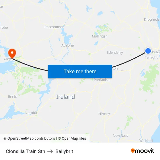 Clonsilla Train Stn to Ballybrit map