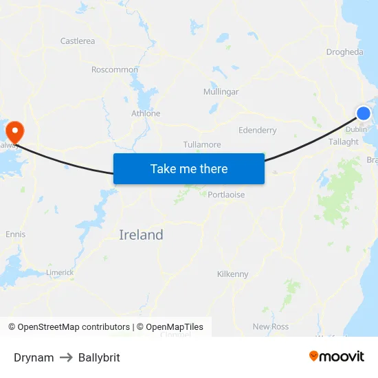 Drynam to Ballybrit map