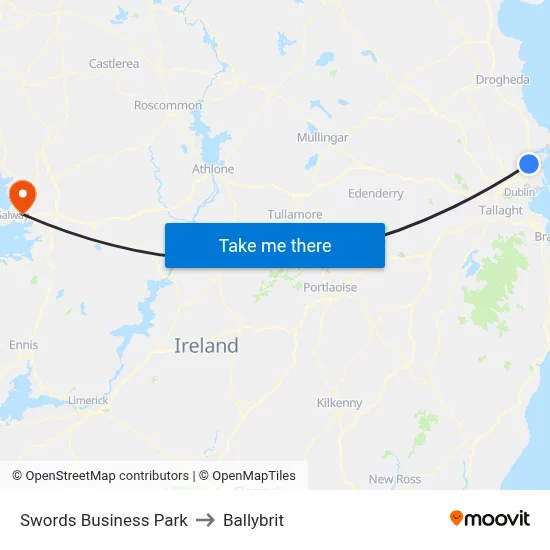 Swords Business Park to Ballybrit map