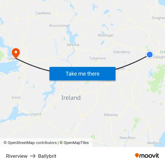 Riverview to Ballybrit map