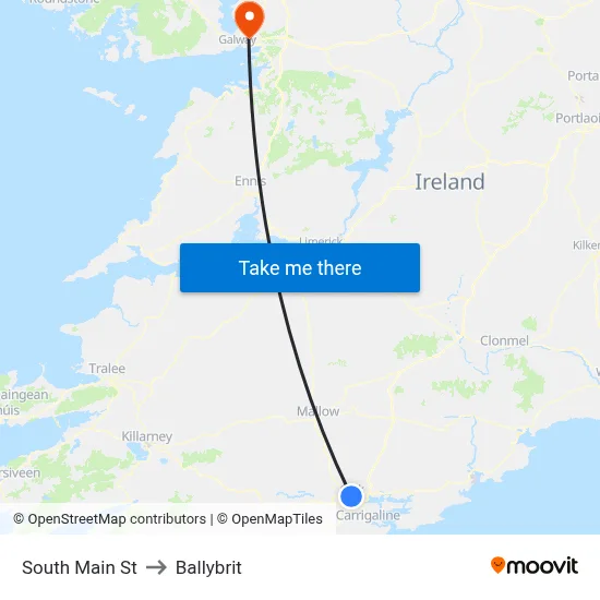 South Main St to Ballybrit map