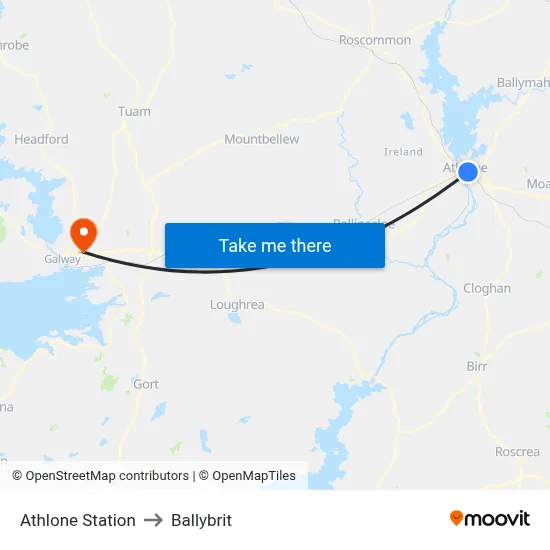Athlone Station to Ballybrit map