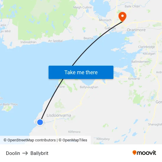 Doolin to Ballybrit map