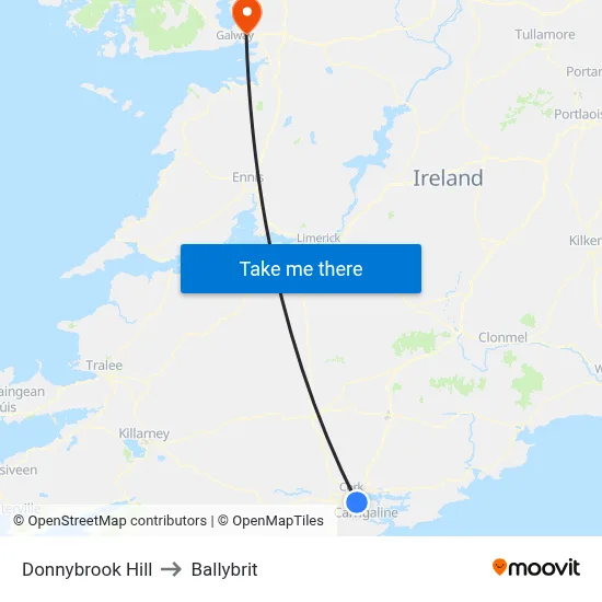 Donnybrook Hill to Ballybrit map