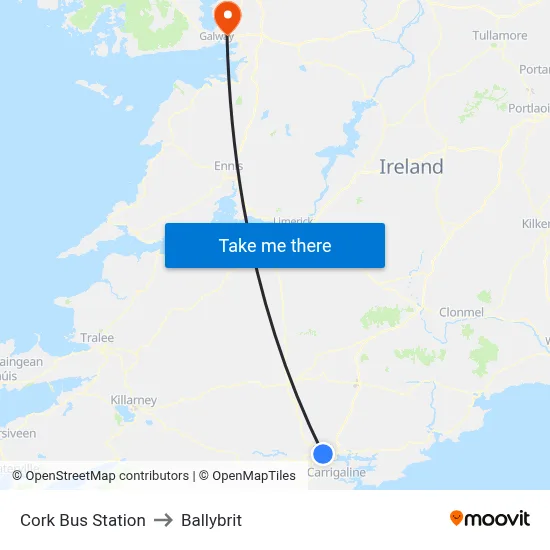 Cork Bus Station to Ballybrit map