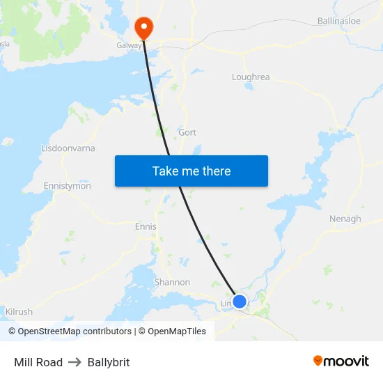Mill Road to Ballybrit map