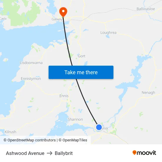 Ashwood Avenue to Ballybrit map