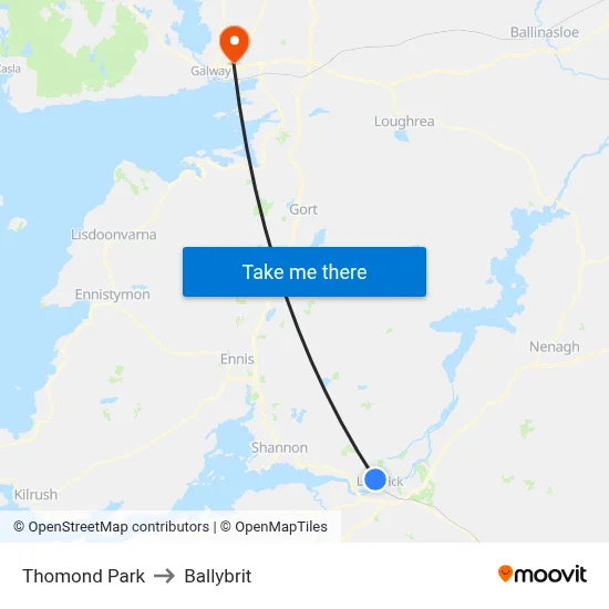 Thomond Park to Ballybrit map
