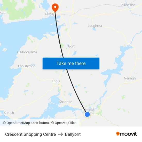 Crescent Shopping Centre to Ballybrit map