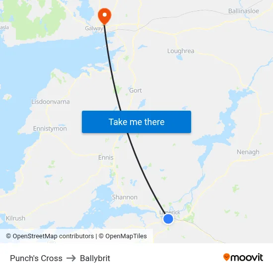 Punch's Cross to Ballybrit map