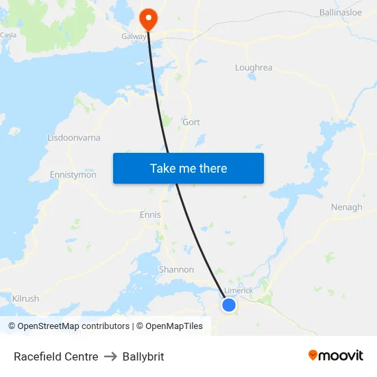 Racefield Centre to Ballybrit map