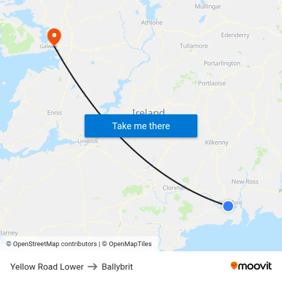 Yellow Road Lower to Ballybrit map