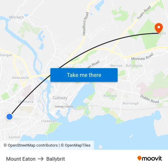 Mount Eaton to Ballybrit map
