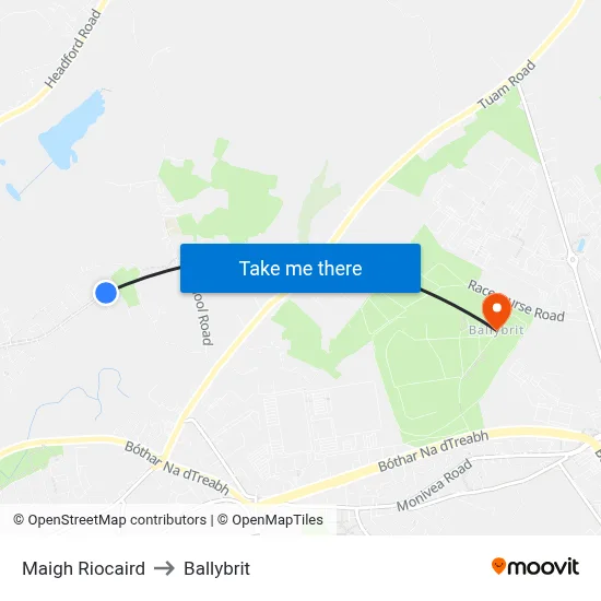 Maigh Riocaird to Ballybrit map
