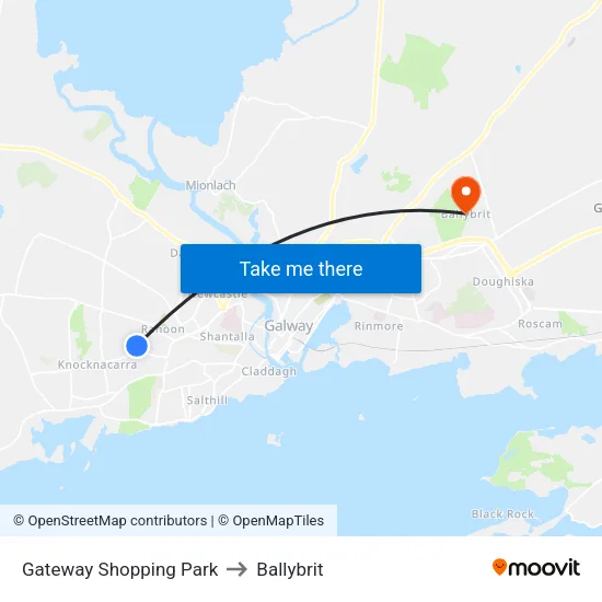 Gateway Shopping Park to Ballybrit map