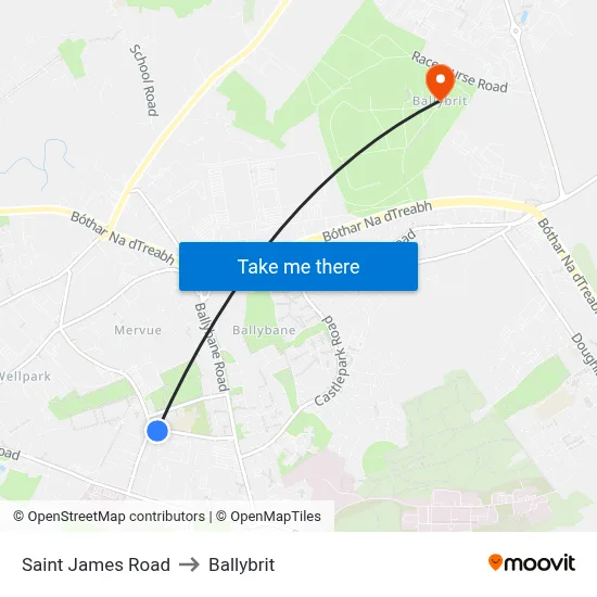Saint James Road to Ballybrit map