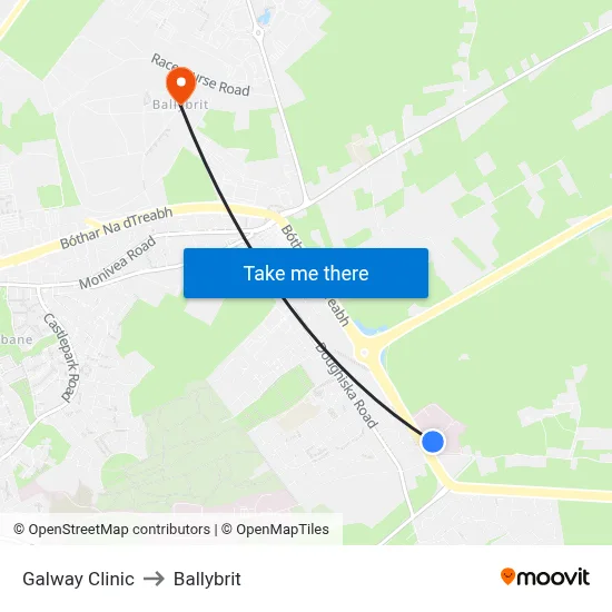 Galway Clinic to Ballybrit map
