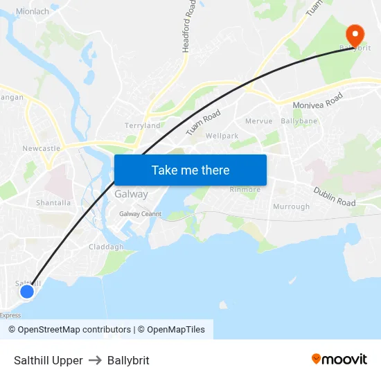 Salthill Upper to Ballybrit map