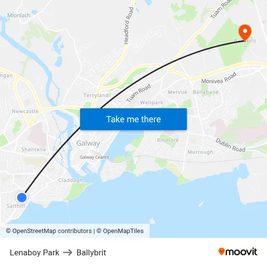 Lenaboy Park to Ballybrit map