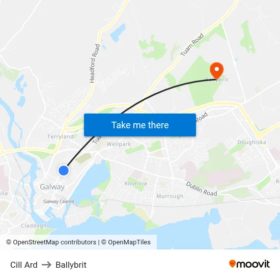 Cill Ard to Ballybrit map