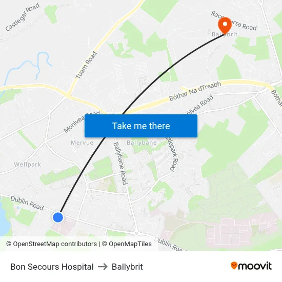 Bon Secours Hospital to Ballybrit map