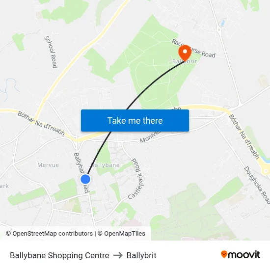 Ballybane Shopping Centre to Ballybrit map