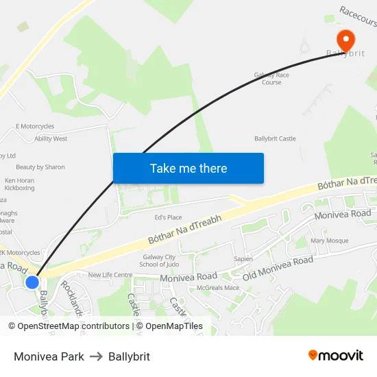 Monivea Park to Ballybrit map