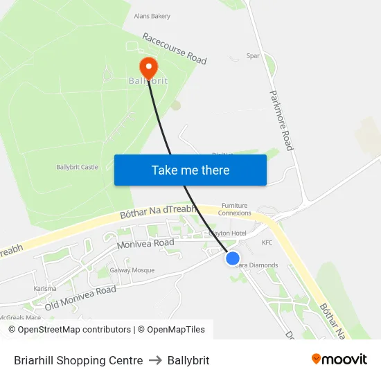 Briarhill Shopping Centre to Ballybrit map