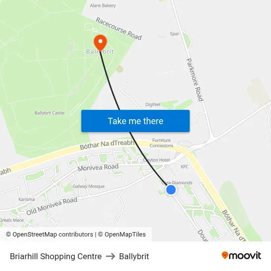 Briarhill Shopping Centre to Ballybrit map