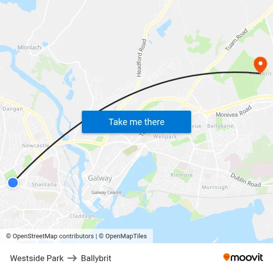 Westside Park to Ballybrit map