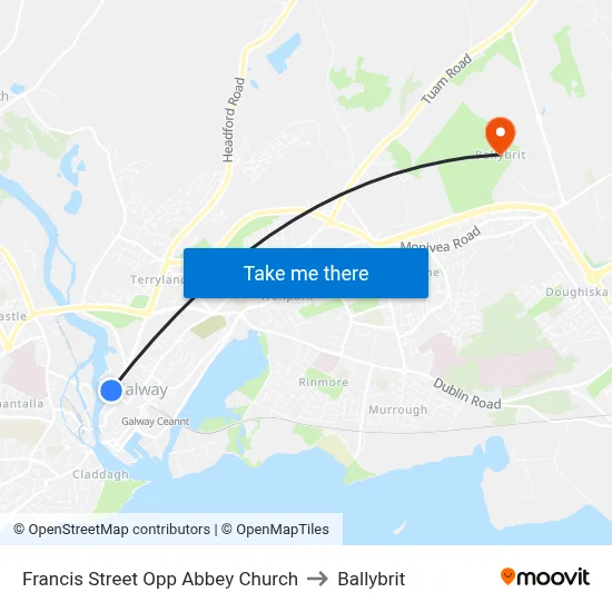 Francis Street Opp Abbey Church to Ballybrit map