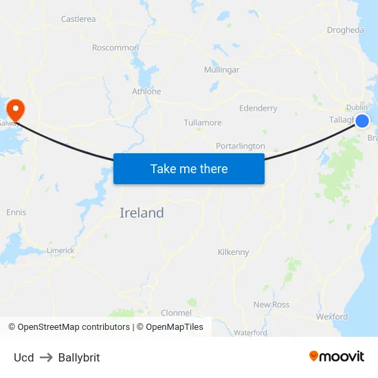 Ucd to Ballybrit map