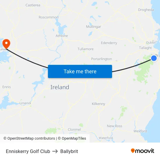 Enniskerry Golf Club to Ballybrit map