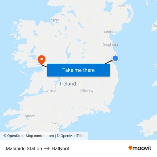 Malahide Station to Ballybrit map