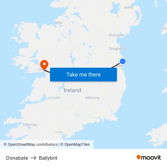 Donabate to Ballybrit map