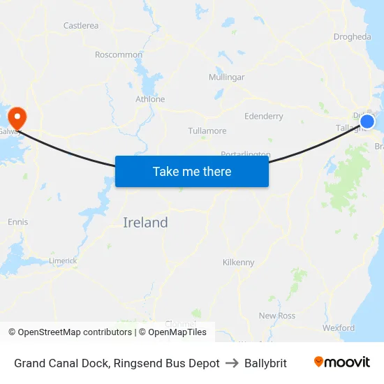 Grand Canal Dock, Ringsend Bus Depot to Ballybrit map