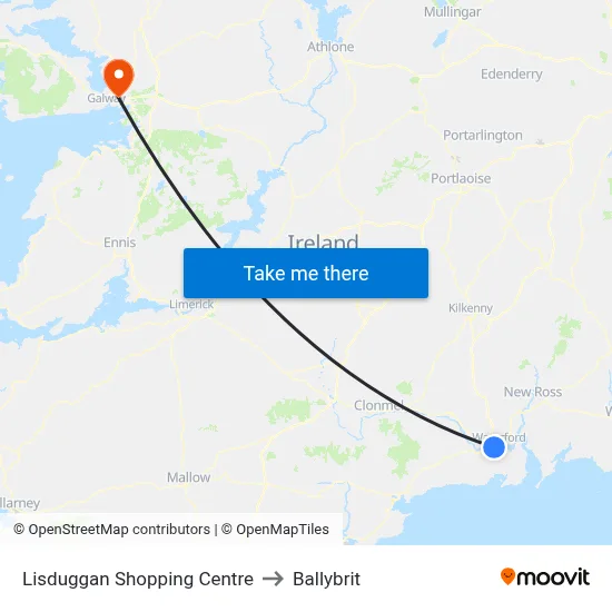 Lisduggan Shopping Centre to Ballybrit map