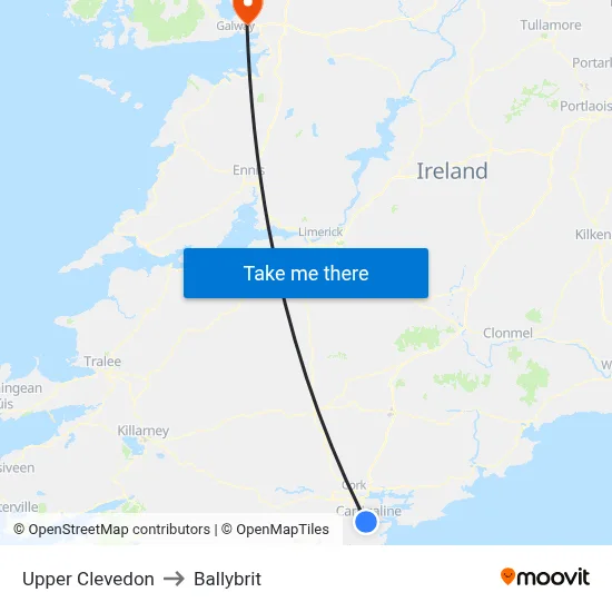 Upper Clevedon to Ballybrit map