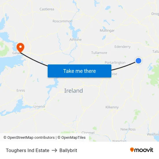 Toughers Ind Estate to Ballybrit map