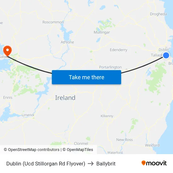 Dublin (Ucd Stillorgan Rd Flyover) to Ballybrit map