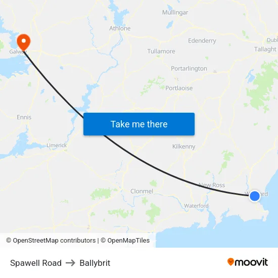 Spawell Road to Ballybrit map