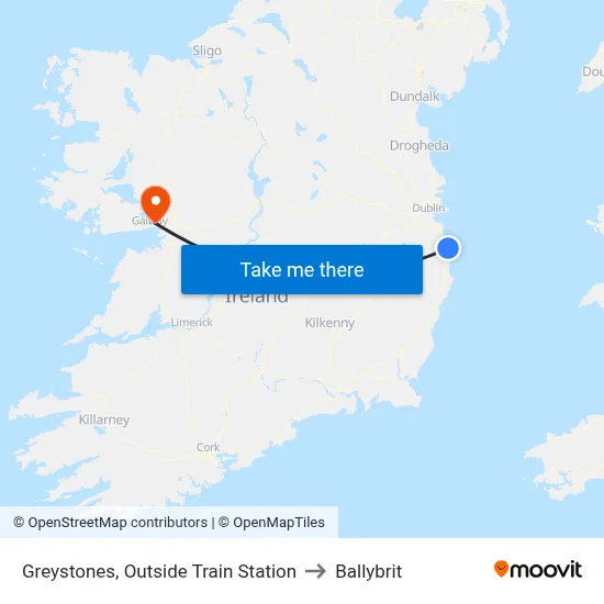 Greystones, Outside Train Station to Ballybrit map