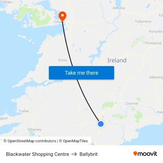 Blackwater Shopping Centre to Ballybrit map