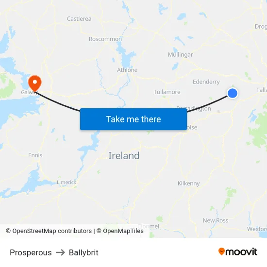 Prosperous to Ballybrit map